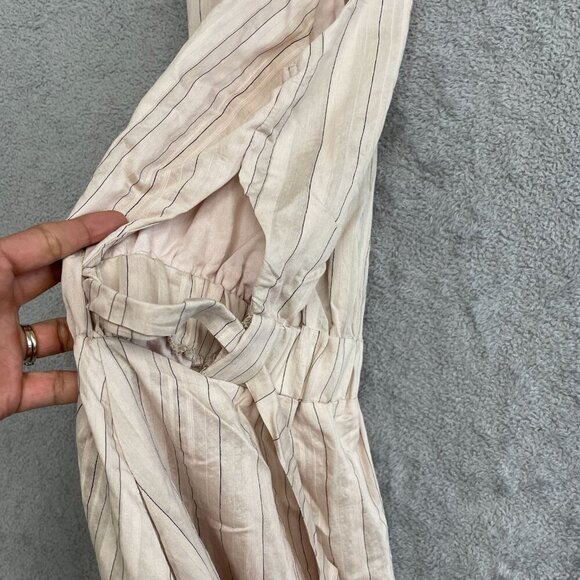 Grade & Gather Women's M Beige Stripe Maxi Dress Halter Neck Elastic Waist - Picture 7 of 10